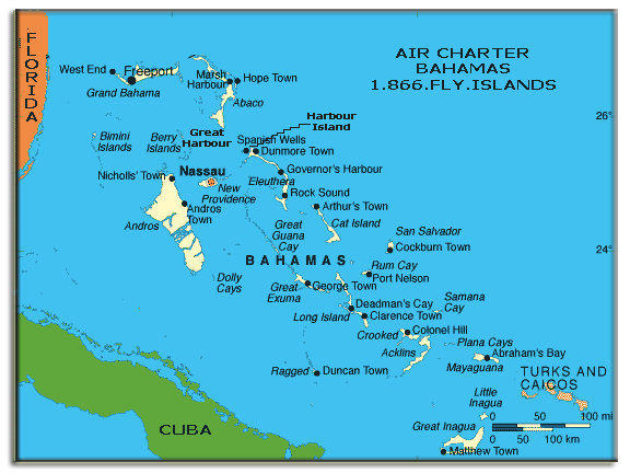 Air Charter Bahamas - Map of the Bahamas