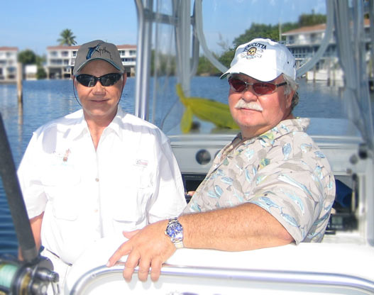 Daniel and Roger ready to head out of the Marina @ Great Harbour, Bahamas